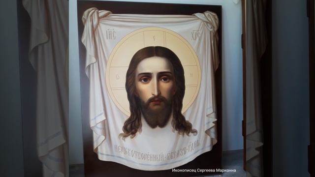 Рукописная икона Спас Нерукотворный иконописец Сергеева Марианна