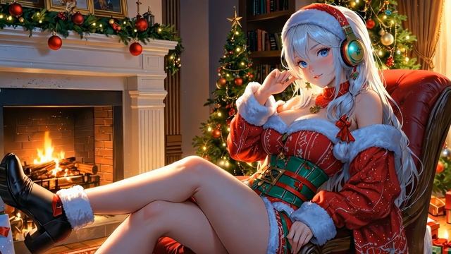 Снегурочка в Наушниках | Cute Christmas Blonde with Headphones - Живые Обои