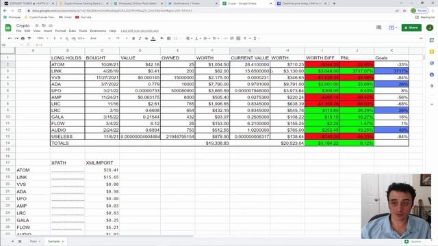 Free online crypto portfolio - Google Sheets - LIVE data - pull crypto ticker price