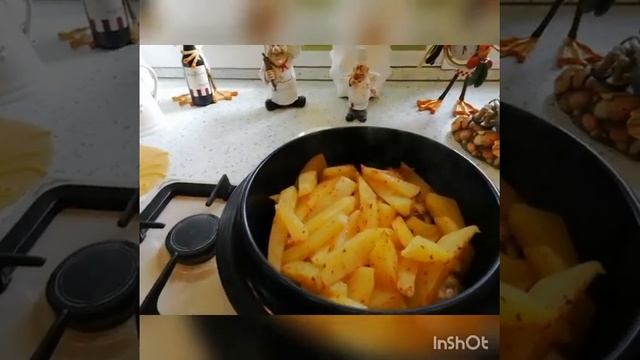 Запечённый картофель с куриными крылышками