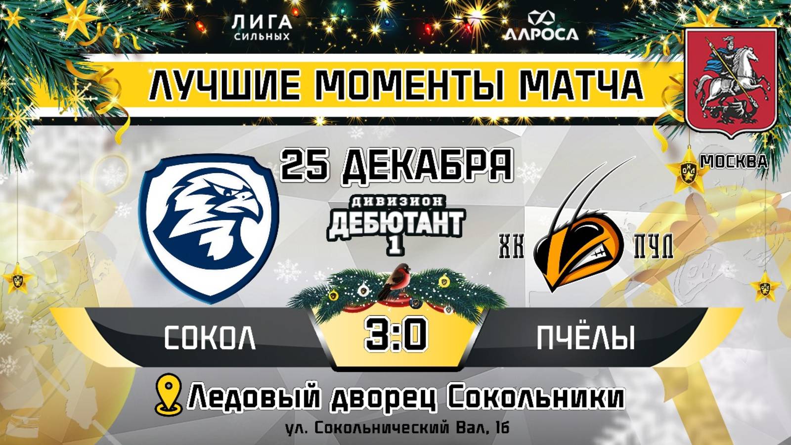 ОБЗОР / СОКОЛ - ПЧЁЛЫ / 25.12.24 / ОХЛ МОСКВА / ДИВИЗИОН ДЕБЮТАНТ 1