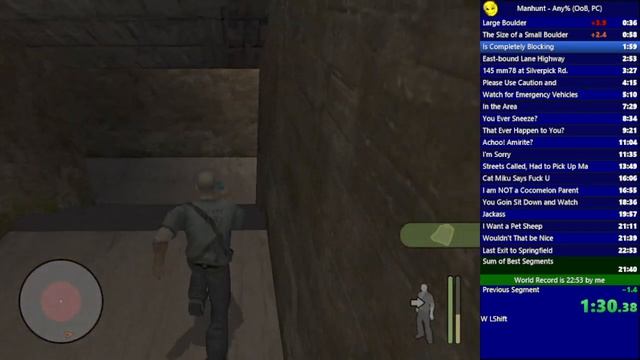 Manhunt - Road To Ruin OoB in 0:57 (WR)