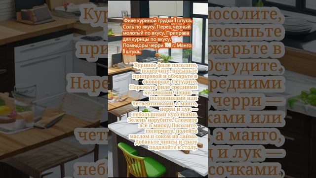 Салат с курицей, манго и чипсами