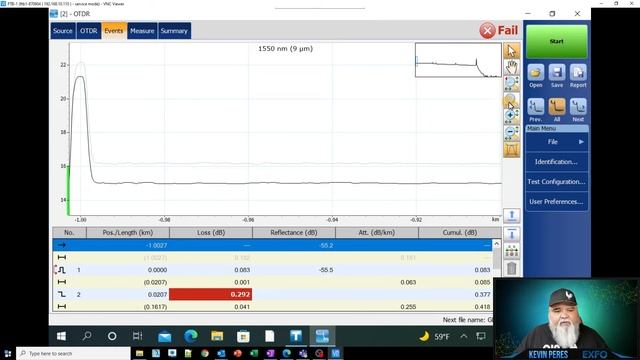 Validating an OTDR trace.