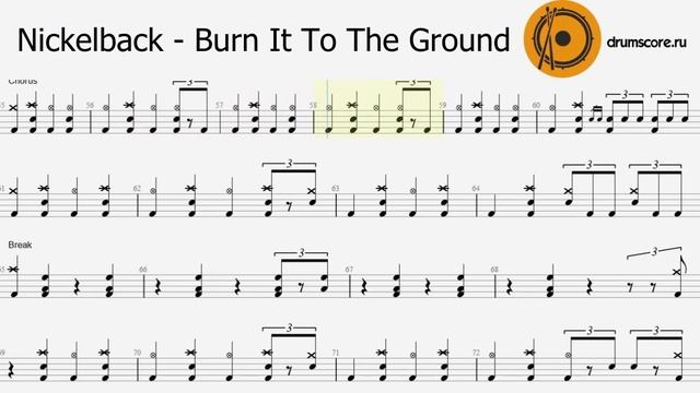 Nickelback - Burn It To The Ground (ноты для барабанов)