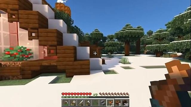 Как построить зимний домик в Minecraft 🎄 Создаем уют и украшаем снежный биом! 🏠