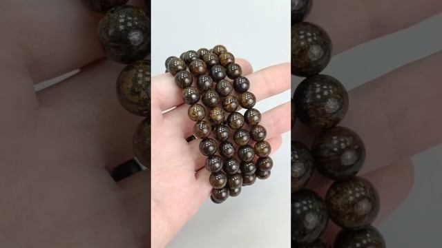 Браслет "Шар" Бронзит 8мм. бусин в нити - 21шт. Цена - 280 ₽ На сайте : stones-shop.ru