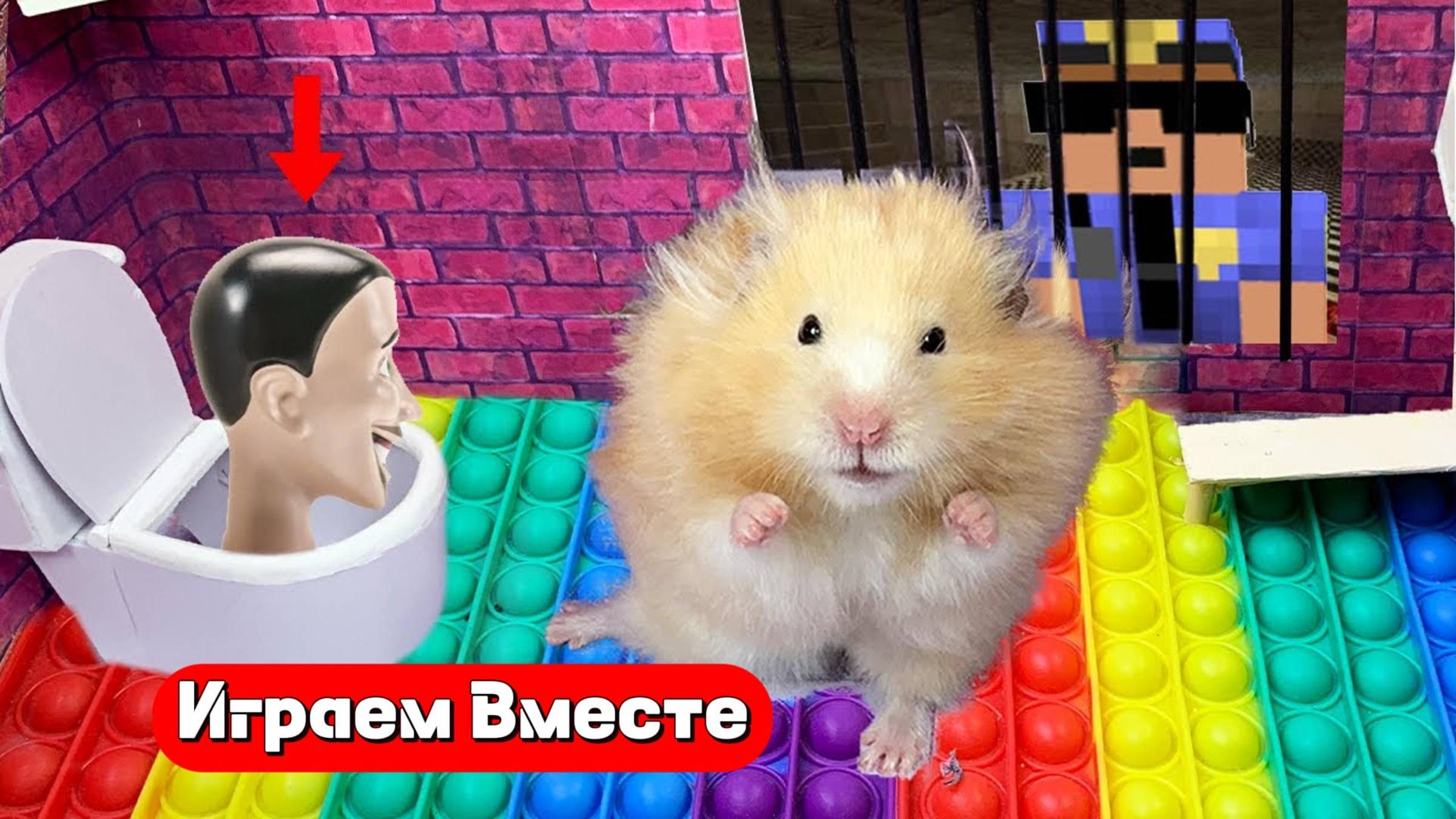 Хомяк выбирается из тюрьмы со СКИБИДИ туалетом 🚽 Видео для детей