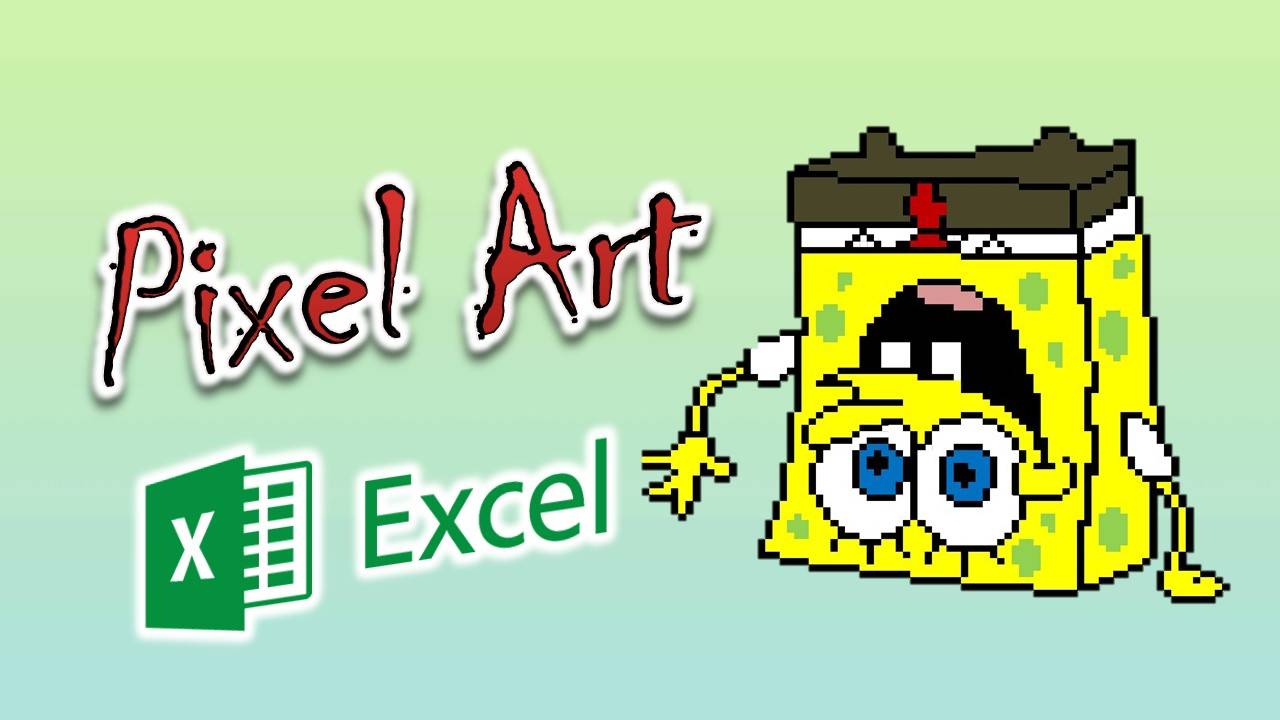 Создаем красивые рисунки в Excel. Рисуем Губка Боб (Спанч Боб). Pixel Art