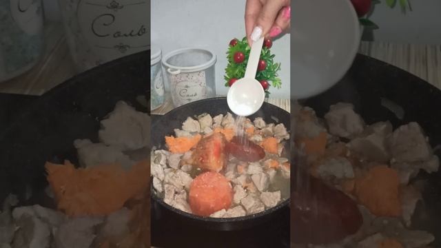 Макароны с мясом в сковороде😋