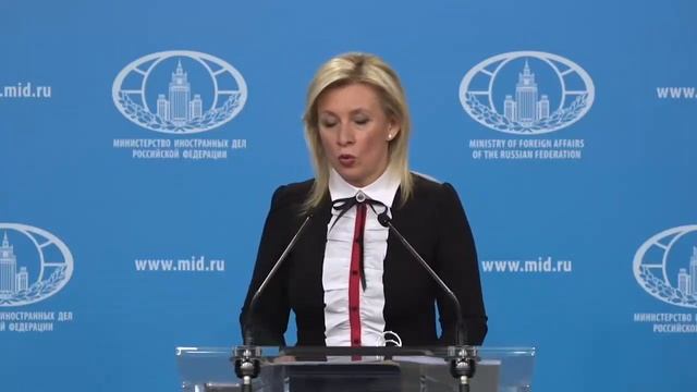 Мария Захарова отвечает на вопрос Руслана Панкратова о контрмерах РФ на враждебную политику Латвии.