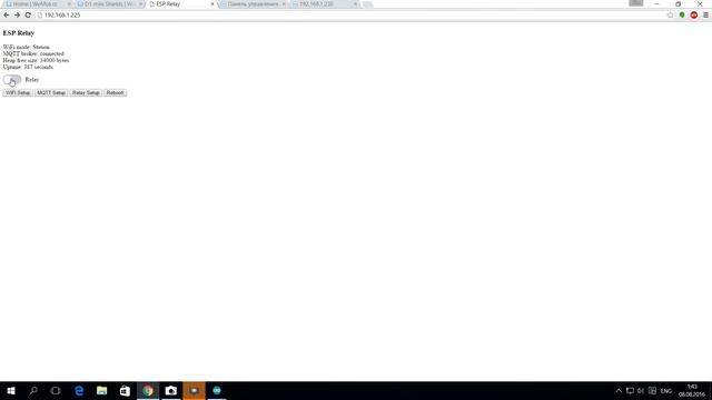 ESP8266 Web and MQTT Relay Demo