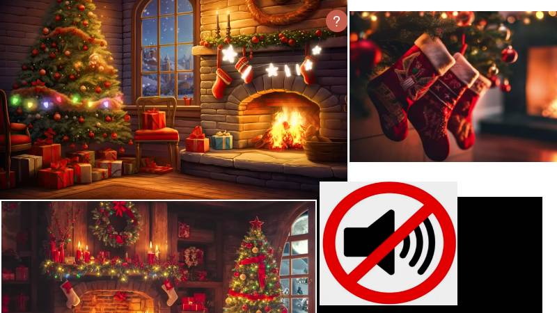 Новогодний фон Огни на ёлке (Christmas Video background, новый год заставка) (без звука, no sound)