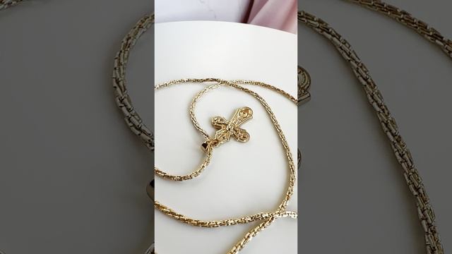 Крестик Xuping Jewelry позолоченный нательный с цепочкой 50 см.