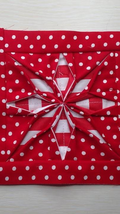 Красный лоскутный блок в виде звезды