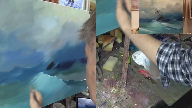 Море. По мотивам Айвазовского. Sea oil paints