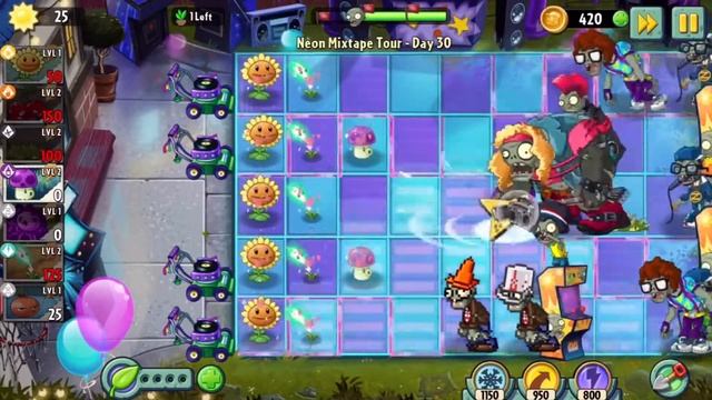 Plants VS Zombies level 30 neon mixtape tour PVZ 2