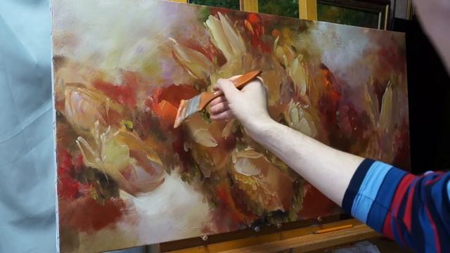 "Цветы. Фантазия". Живопись маслом. Painting flowers. Oil painting demonstration. 油畫  油絵