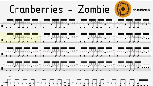 The Cranberries - Zombie (ноты для барабанов)