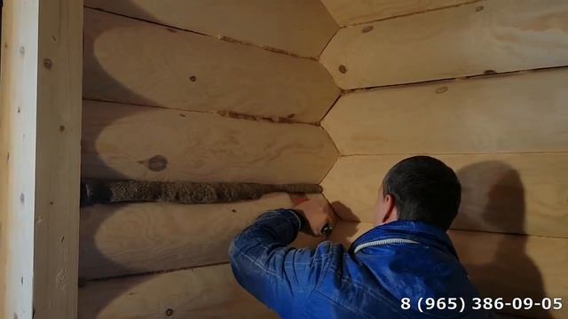 Конопатка сруба зимой