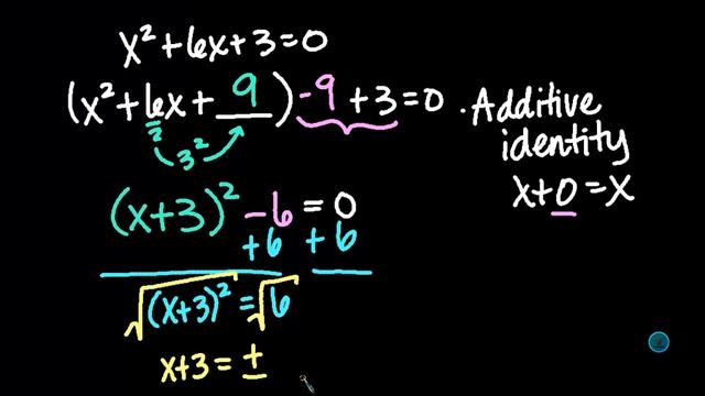 Example of Solving Quadratic Equations by Completing the Square - (x^2+6x+3=0)