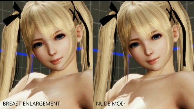 DEAD OR ALIVE 6   Marie Rose Breast Enlargement vs. Nude MOD Comparison