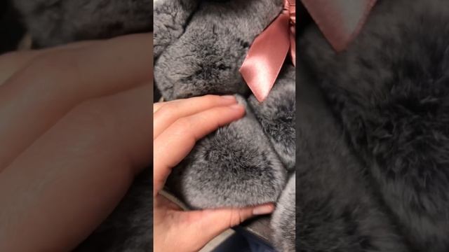 OnlyFur.ru Зайка Ариша из натурального меха кролика рекс в эксклюзивном цвете темно-серый сноутоп