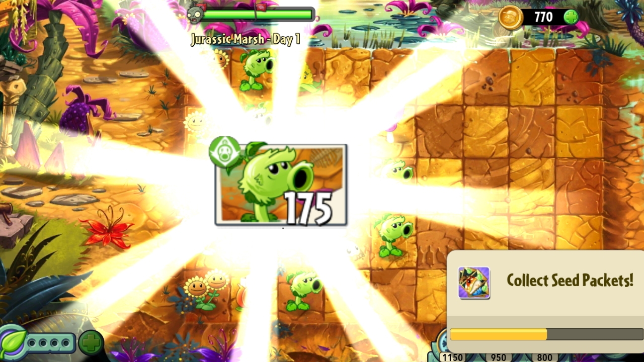День 1 Юрское Болото (Jurassic Marsh) Plants vs. Zombies 2