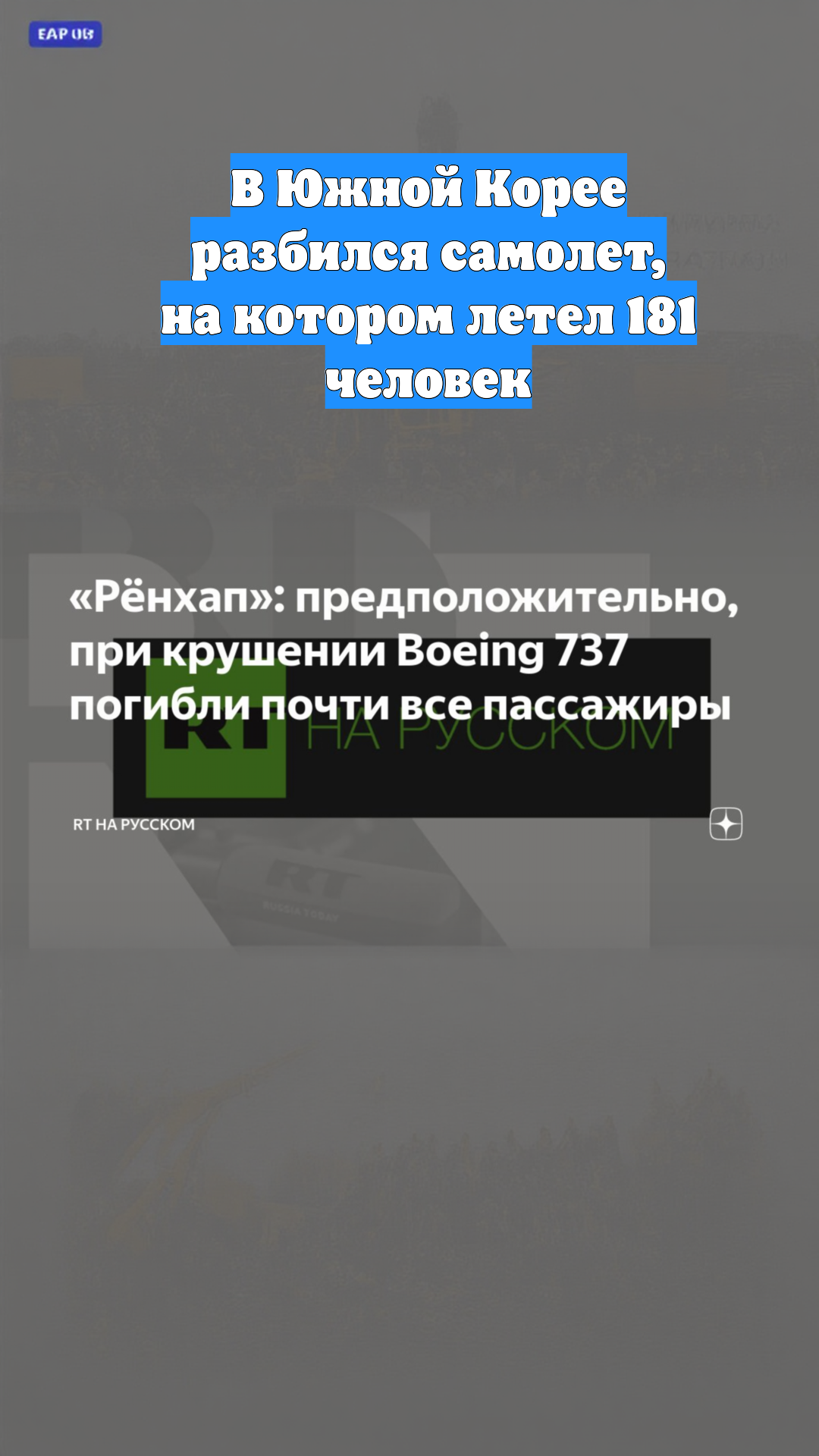 В Южной Корее разбился самолет, на котором летел 181 человек