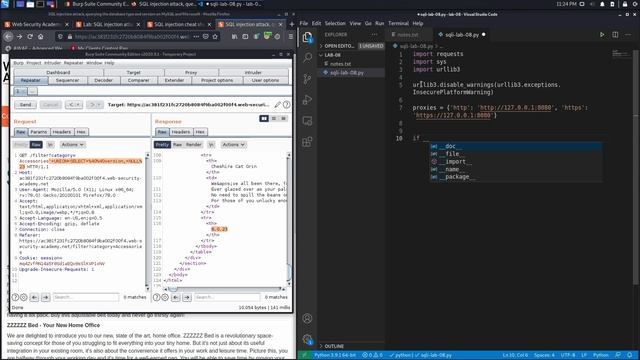 09. Lab 8 - SQLi attack, querying the database type and version on MySQL & Microsoft