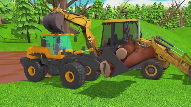 Трактор-экскаватор сломался и экскаватор-спасатель!