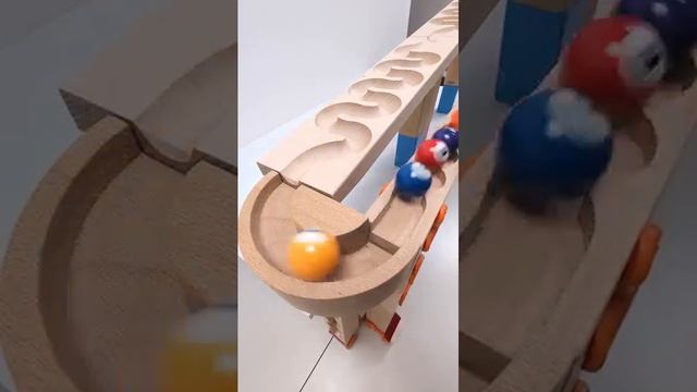 marble Run Race ASMR #122 Wooden Wave Course Colorful Marbles   #marblerun #marblerunrace #asmr