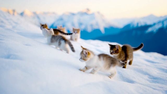 NY _13 Котенок играет в снегу.