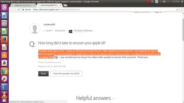 apple Iphone account recovery how long does it take