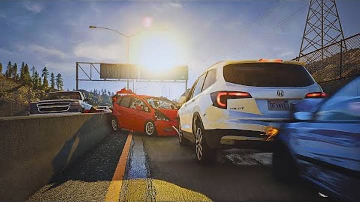 BeamNG Drive - Безрассудное вождение (Реалистичные аварии на шоссе)