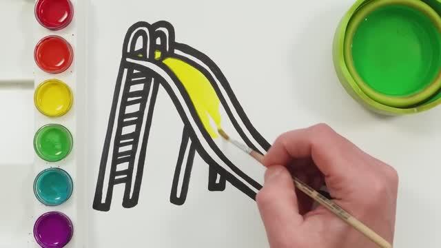 Игровая площадка с горками! Раскраски для детей! Давайте рисовать, раскрашиваем вместе
