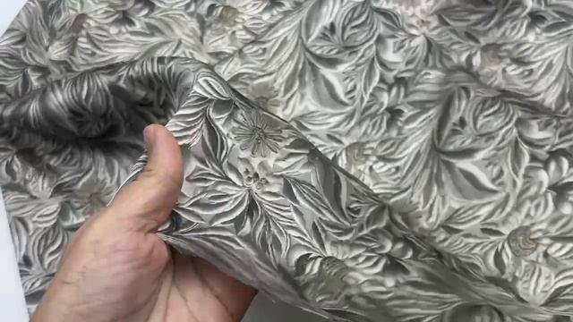 Шёлк атласный серого цвета с принтом жаккардовые цветы 46578