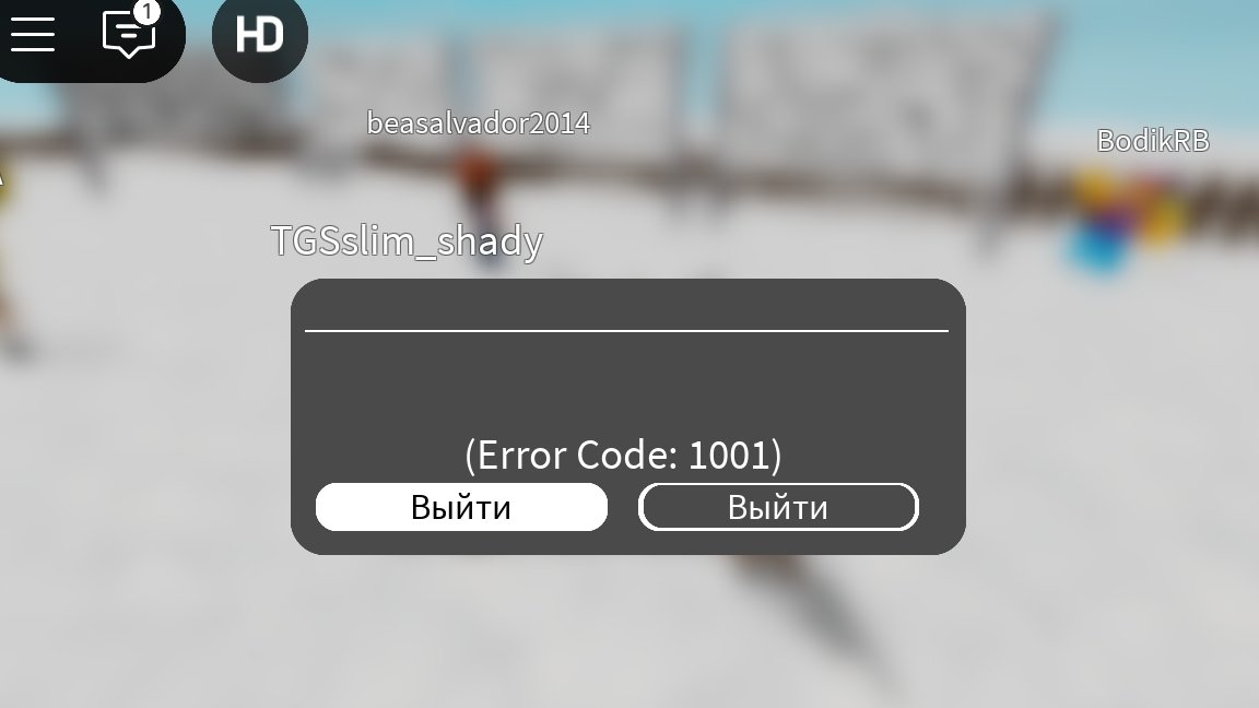 ошибка 1001