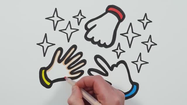 Камень, ножницы, бумага! Рисование, Раскраска для детей и малышей! Попробуйте порисовать вместе со м