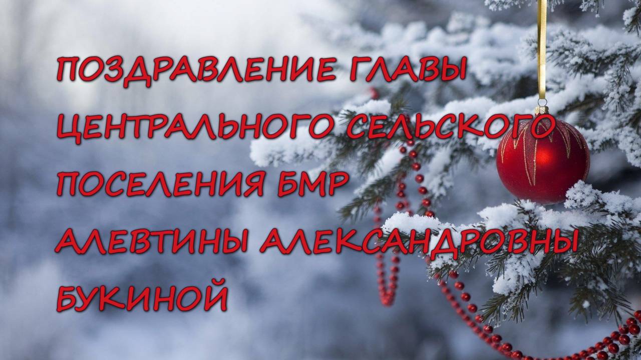 НОВОГОДНЕЕ ПОЗДРАВЛЕНИЕ ГЛАВЫ ЦЕНТРАЛЬНОГО СЕЛЬСКОГО ПОСЕЛЕНИЯ БМР АЛЕВТИНЫ АЛЕКСАНДРОВНЫ БУКИНОЙ