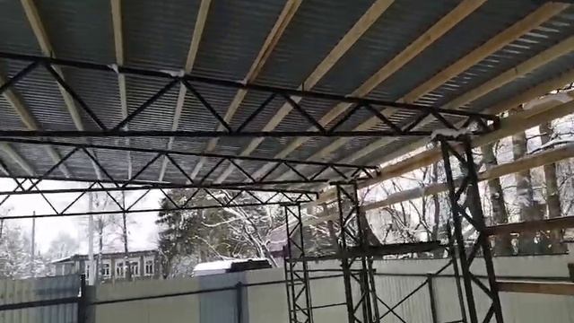 Односкатный навес гараж 9х12