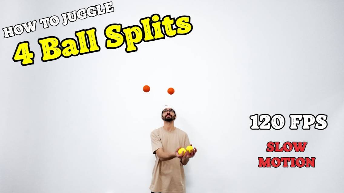 4 Ball Splits Juggling Trick - Super Slow Motion 120 fps