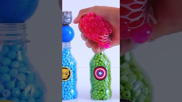 Satisfying Video   How to Make 5 Coca Cola Milk Bottles with Stress Balls Rainbow Beads Drop ASMR