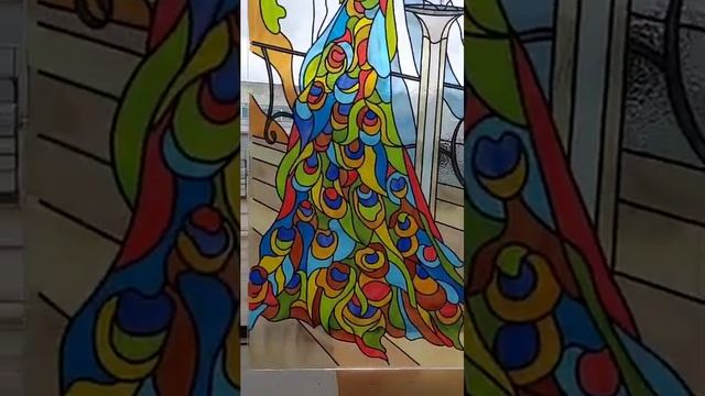 Волшебная птица в технике Реалистик #stainedglass #витражи #окна