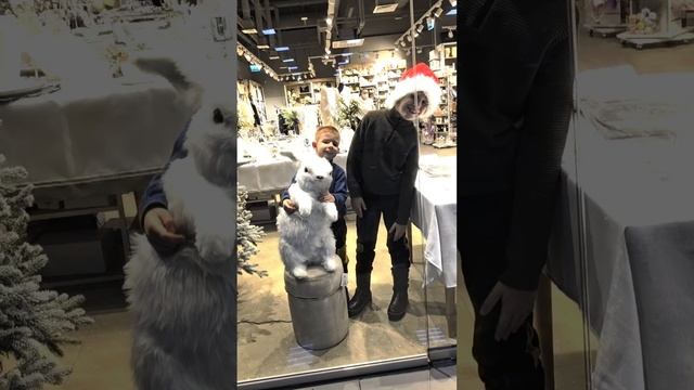 Арсений и Тимур. Встретили новогоднего зайца.