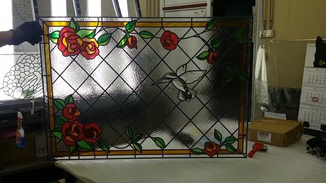 Витраж Реалистик с хрустальной колибри
