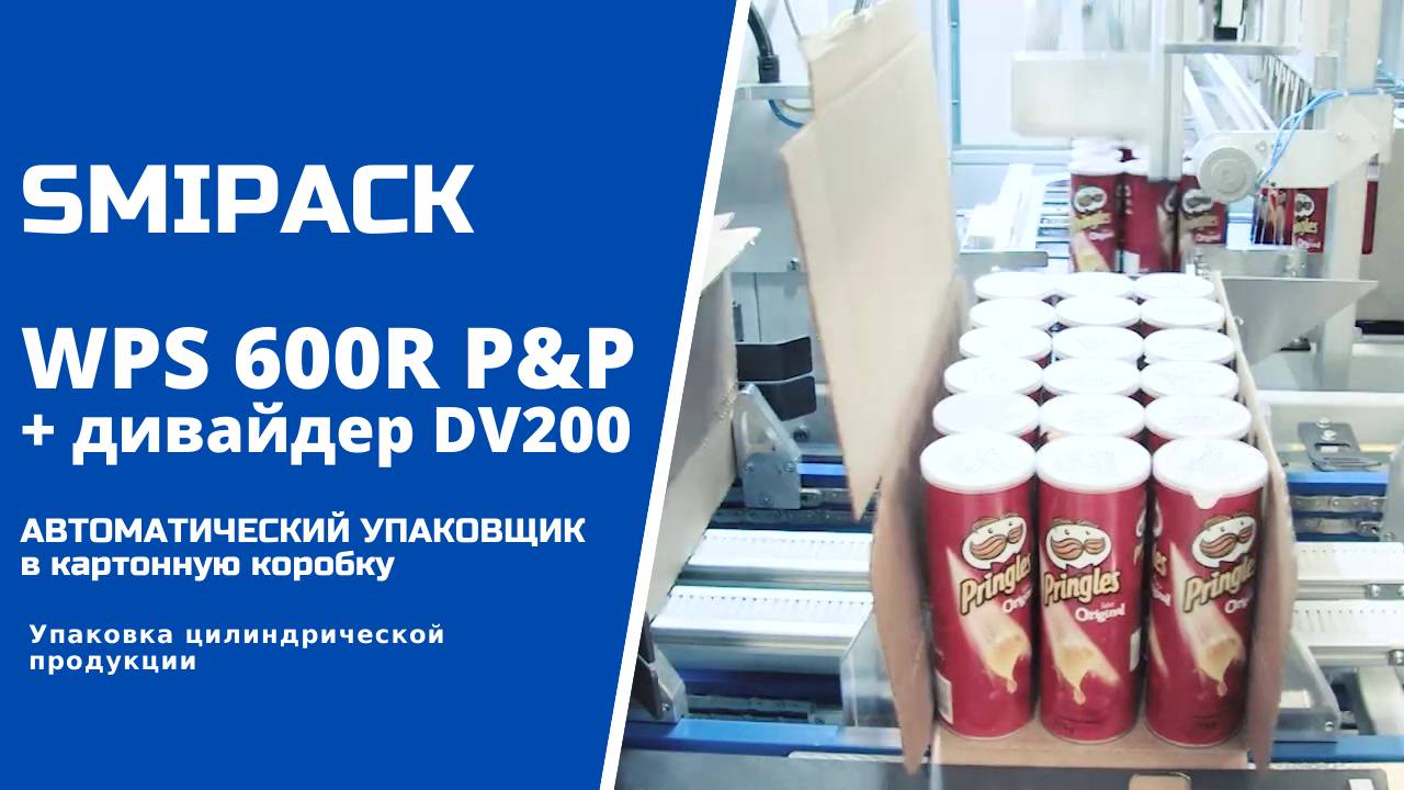 Алджипак автомат WPS 600R P&P упаковка снэков в высоких банках в картонную коробку группой 3 х 6