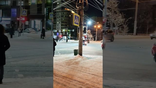 Архангельск ❤ Зимний ❄⛄ вечерний вид на город Сквер на улице Воскресенская #shorts #зима