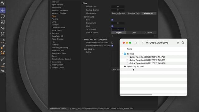 #C4DQuickTip 40_ How to activate and adjust Auto-Save in Cinema 4D