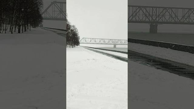 Апрель Архангельск ☁ Пасмурный день☁ Метель❄Ветер Набережная Северной Двины#город #зима #Shorts